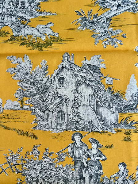 Dekorstoff Toile de Jouy gelb