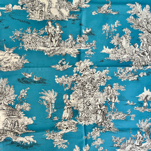 Blauer Toile de Jouy Stoff mit weissem Druck